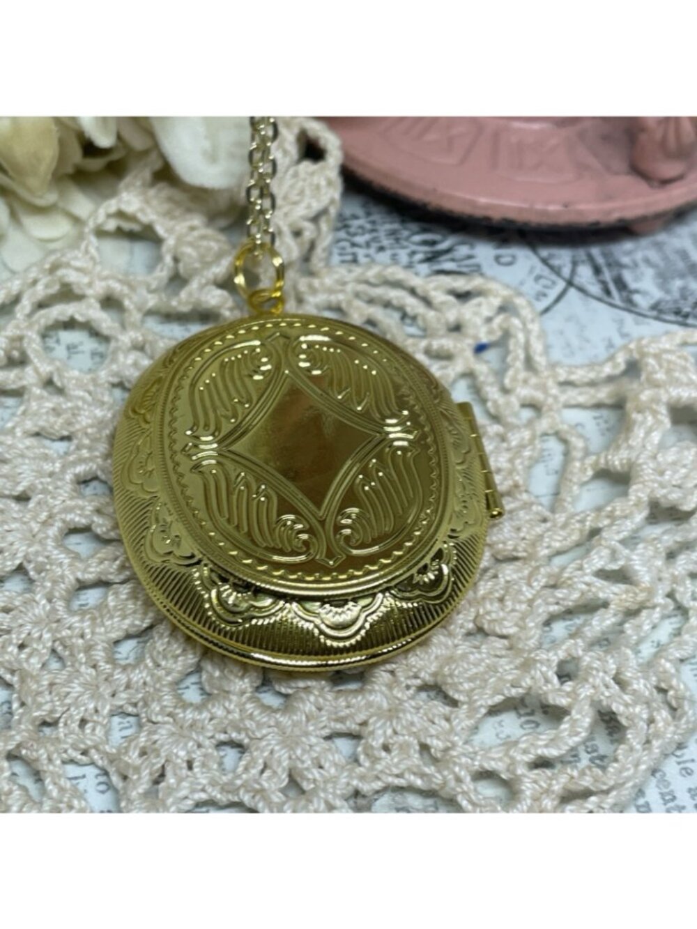 GOLD Locket Necklace Beach Marlin Swordfish Sea Wedding Photo Jewelry Birthday - Picture 7 of 10